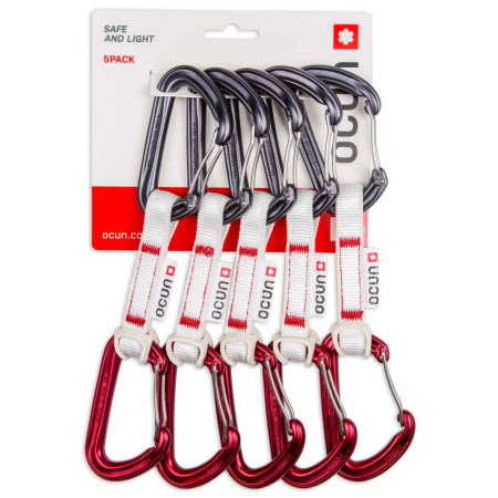 Express-Set Ocún Hawk Qd Wire Bio-Dyn-Ring 15 mm 10 cm 5-Pack rot/grau Red