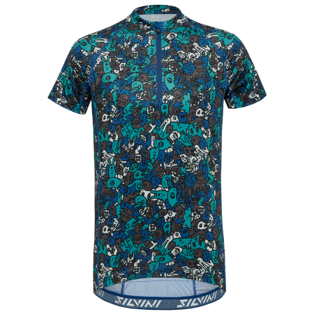 Kinder-Radtrikot Silvini Scrivia blau/dunkelgrau blue-yellow