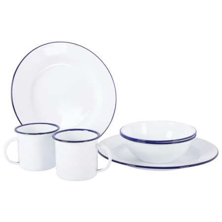 Geschirrset Bo-Camp Tableware enamel 6 pcs weiß/blau Blue