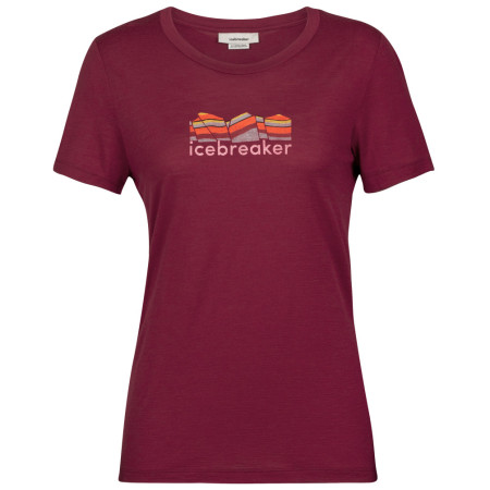 Damen-T-Shirt Icebreaker Tech Lite II SS Tee Mountain Geology rot cherry