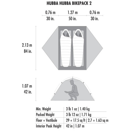 Ultraleichtes Zelt MSR Hubba Hubba Bikepack 2