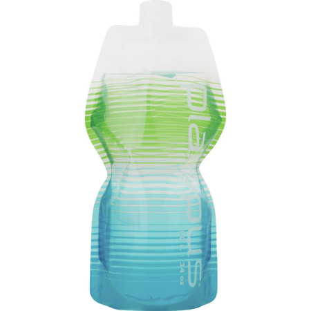 Wasser Faltflasche Platypus Soft Bottle 1,0L Closure grün/blau CoastalStripe