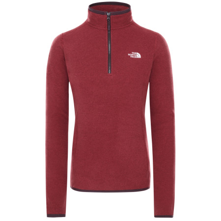 Damenpullover The North Face W 100 Glacier 1/4 Zip weinfarbe Rootbrn/Pomegranatestripe