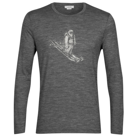 Herren-T-Shirt Icebreaker Tech Lite II LS Tee Skiing Yeti grau gritstone heather