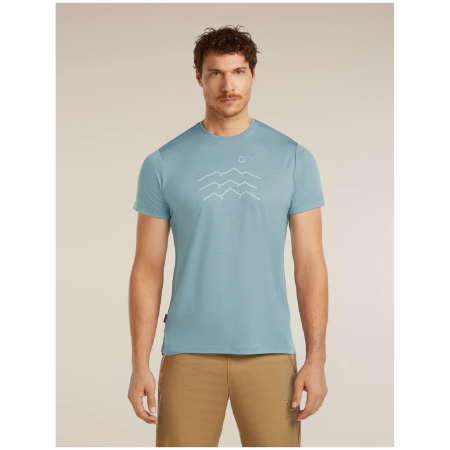 Herren-Funktionsshirt Icebreaker Merino Blend 125 Cool-Lite™ Sphere SS Tee Across the Peaks hellblau FLINT BLUE