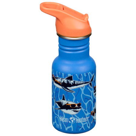 Kindertrinkflasche Klean Kanteen Kid Classic Narrow 12oz (w/Flip Seal Sport Cap) blau sharks in shades