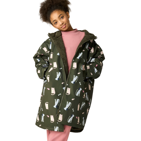 Kinder-Regenmantel Regatta Junior Changing Robe Dark Khaki Cat Dog