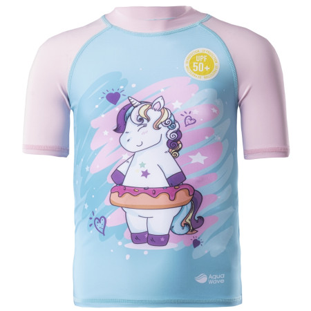 Kinder-T-Shirt Aquawave Uverini Kids blau/rosa Pony Print