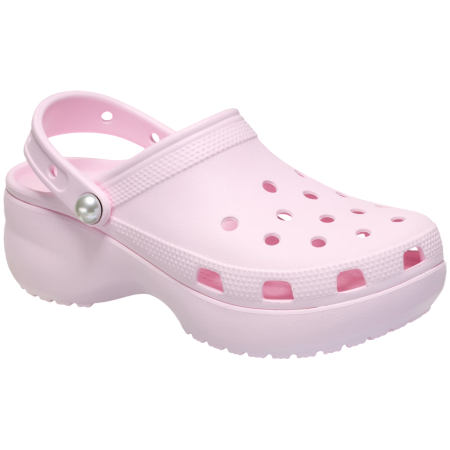 Damenpantoffeln Crocs Classic Platform Pearl Clog hellrosa Pink Milk