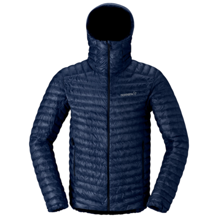 Herren-Daunenjacke Norrona trollveggen down800 super light Hood dunkelblau Indigo Night