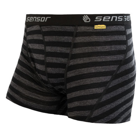 Herren-Boxershorts Sensor Merino Active schwarz/grau Black/TmHeStripes
