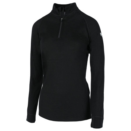 Damen-T-Shirt Zulu Merino 180 Zip Long schwarz Black
