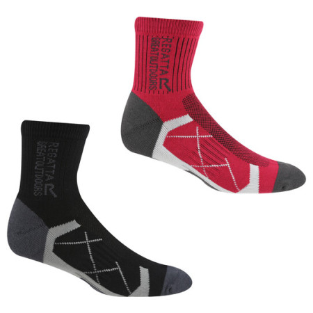 Damensocken Regatta Ladies 2pk Sock schwarz/rot Blk/Cherypnk