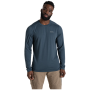 Herren-T-Shirt Craghoppers Nosilife Abel Long Sleeved T-Shirt blau blue stone archive