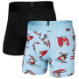 Boxershorts Saxx Droptemp Cooling Cotton Bb Fly 2Pk blau/schwarz surfs up/black