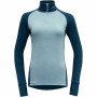 Damen-Rollkragenpullover Devold Expedition Woman Zip Neck blau/grau Flood/Cameo